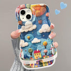 Q109 - Colorful Oil Painting Town Phone Case With Rotating Stand