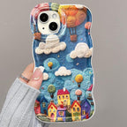 Q109 - Colorful Oil Painting Town Phone Case With Rotating Stand