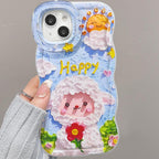 Q111 - Cute Sheep Oil Painting Phone Case With Rotating Stand