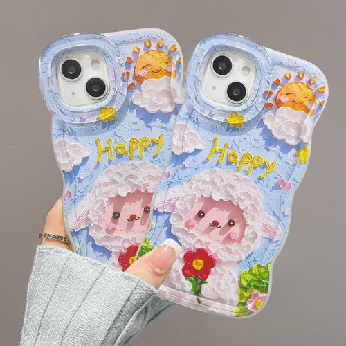 Q111 - Cute Sheep Oil Painting Phone Case With Rotating Stand