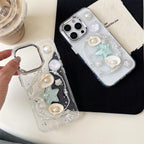S108 - Trendy Girly Phone Case with 3D Seashells, Starfish & Pearls – Soft Silicone Cover, Anti-Fingerprint & Drop Protection, Handmade Detailing - KwmSHOP