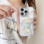 S108 - Trendy Girly Phone Case with 3D Seashells, Starfish & Pearls – Soft Silicone Cover, Anti-Fingerprint & Drop Protection, Handmade Detailing - KwmSHOP