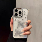 S109 - Shockproof Clear Phone Case – 3D Butterfly & Crystal Decor with Glitter Accents, Anti-Fingerprint & Drop Protection
