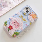 Q111 - Cute Sheep Oil Painting Phone Case With Rotating Stand