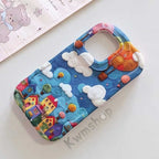 Q109 - Colorful Oil Painting Town Phone Case With Rotating Stand