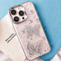 S109 - Shockproof Clear Phone Case – 3D Butterfly & Crystal Decor with Glitter Accents, Anti-Fingerprint & Drop Protection