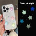 Super Cute Glow in dark Case for iPhone 16 15 14 13 17 Pro Max Cases Shockproof IPhone 17 air Soft Cover 3D Star kawaii Coque
