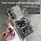 Luxury Glitter Mirror Hello Kitty Stand Phone Case For Samsung A57 A37 A27 A17 A07 A56 A36 A26 A16 A06 A55 A35 A25 A15 A05 Cover