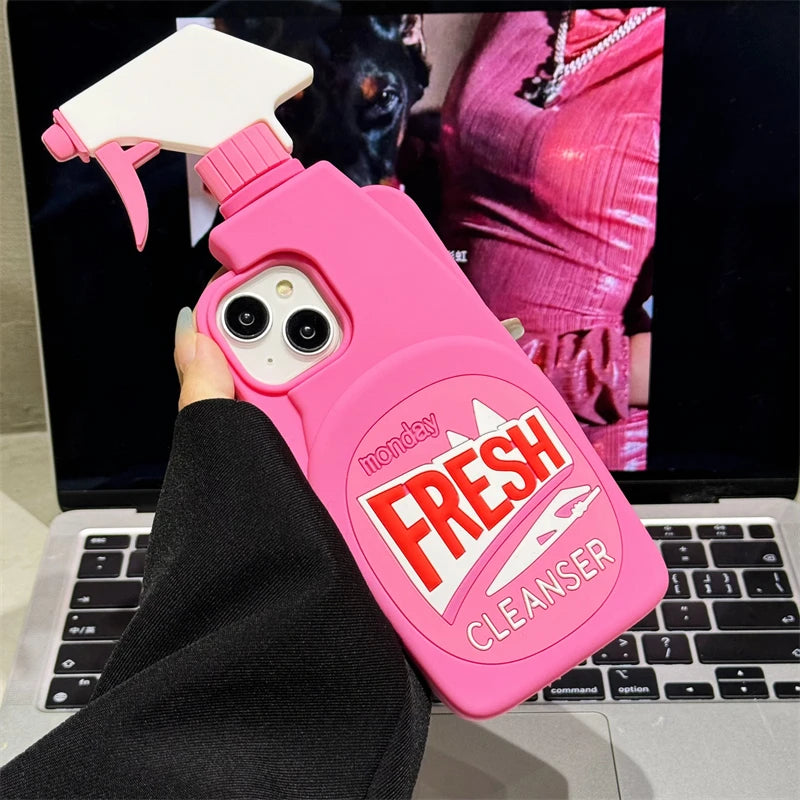 Stereo Cleaner 3D Cute Soft Silicone Case for IPhone 15 14 13 12 16 17 Pro Max 11 15Pro i17 I Phone Shockproof Cover Accessories