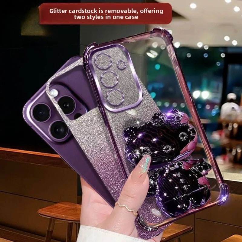 Luxury Glitter Mirror Hello Kitty Stand Phone Case For Samsung A57 A37 A27 A17 A07 A56 A36 A26 A16 A06 A55 A35 A25 A15 A05 Cover