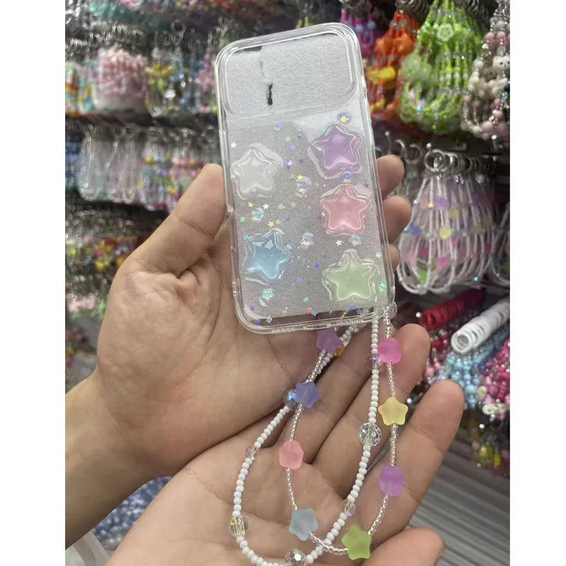 Super Cute Glow in dark Case for iPhone 16 15 14 13 17 Pro Max Cases Shockproof IPhone 17 air Soft Cover 3D Star kawaii Coque