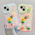Q114-B - Cute 3D Frog Flower Phone Case With Rotating Stand