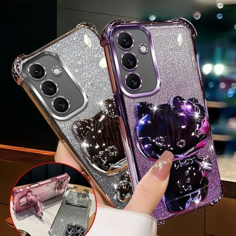 Luxury Glitter Mirror Hello Kitty Stand Phone Case For Samsung A57 A37 A27 A17 A07 A56 A36 A26 A16 A06 A55 A35 A25 A15 A05 Cover