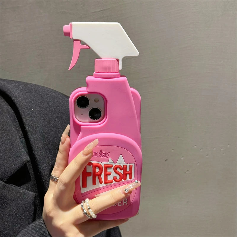 Stereo Cleaner 3D Cute Soft Silicone Case for IPhone 15 14 13 12 16 17 Pro Max 11 15Pro i17 I Phone Shockproof Cover Accessories
