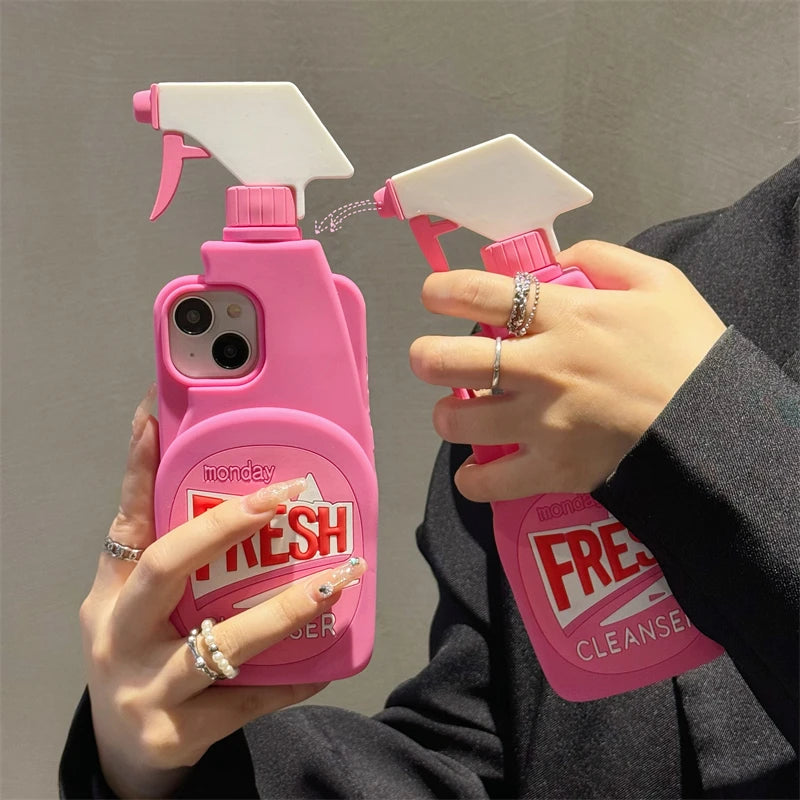 Stereo Cleaner 3D Cute Soft Silicone Case for IPhone 15 14 13 12 16 17 Pro Max 11 15Pro i17 I Phone Shockproof Cover Accessories