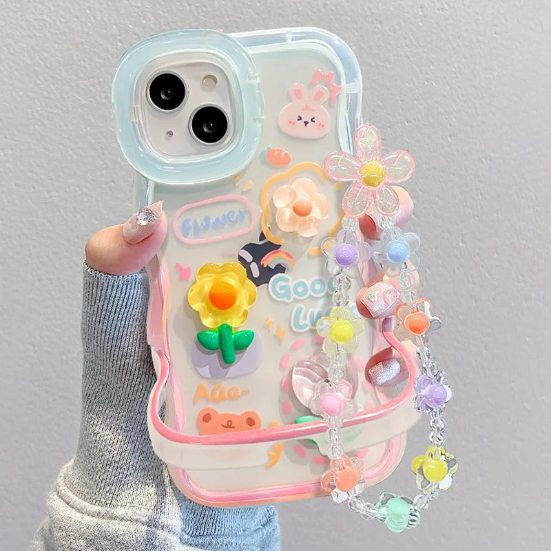 Q114-B - Cute 3D Frog Flower Phone Case With Rotating Stand
