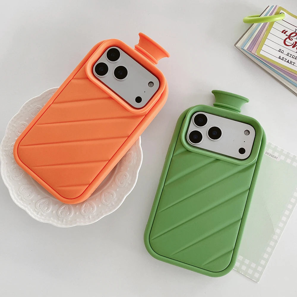 3D Water Bottle Phone Case For iPhone 12 13 14 15 16 Plus 17 Pro Max Fashion Shockproof Soft Silicone Cover - Q211