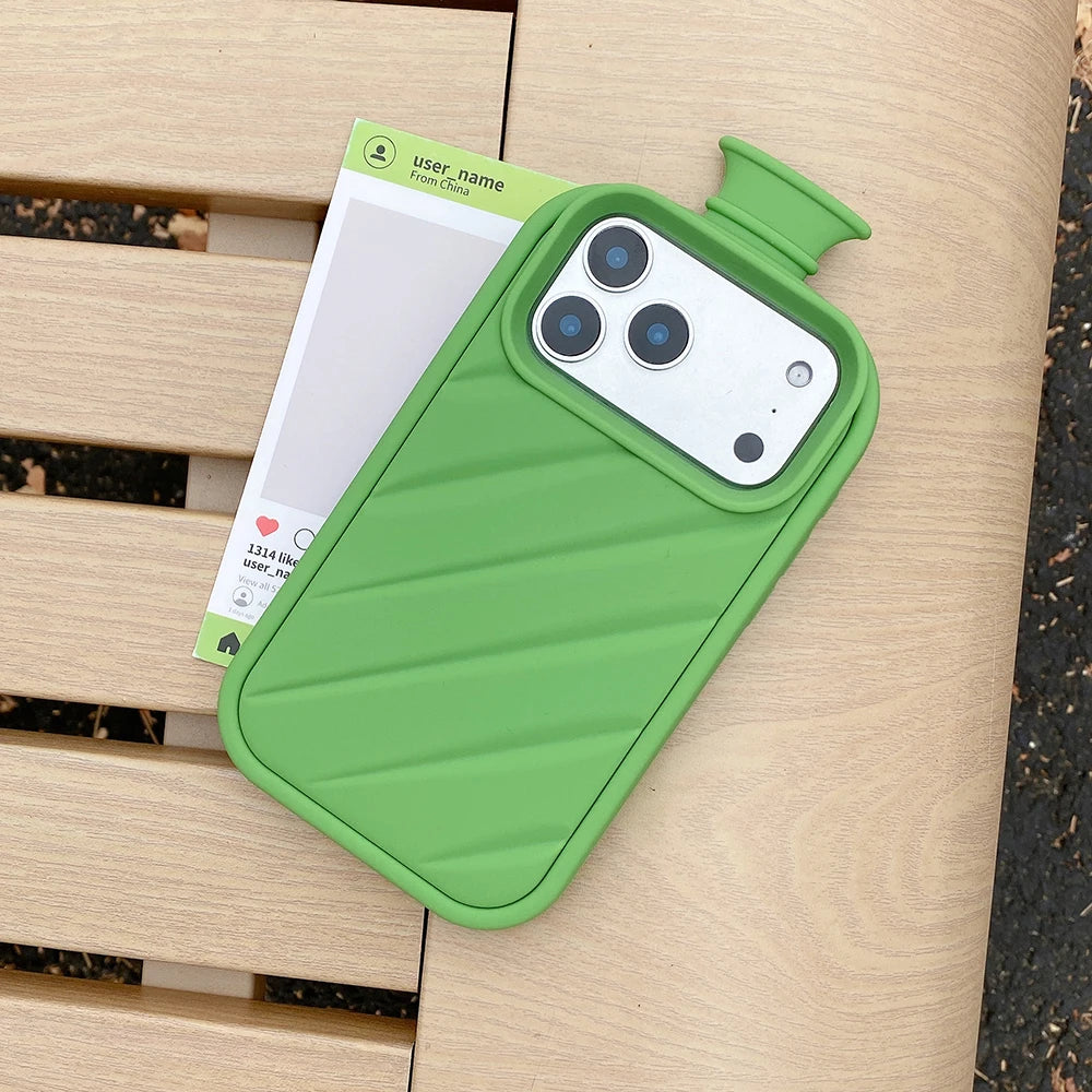 3D Water Bottle Phone Case For iPhone 12 13 14 15 16 Plus 17 Pro Max Fashion Shockproof Soft Silicone Cover - Q211