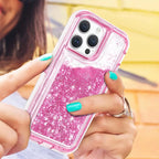 3IN1 OTT Heavy Duty Glitter Liquid Quicksand Box Phone Case For iPhone 18 17Air 16 15 14 Pro Max Military Grade Shockproof Cover - Q119