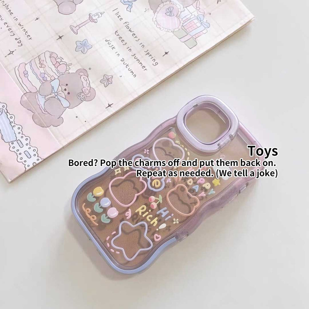 Q114-A - Cute 3D Bear Phone Case With Rotating Stand
