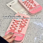 Cute Love Mirror Hot Pink clamshell silicone phone case for iPhone 16 15 Pro 14 13 Pro Max 15 Shockproof soft cover Girl Gift - Q214