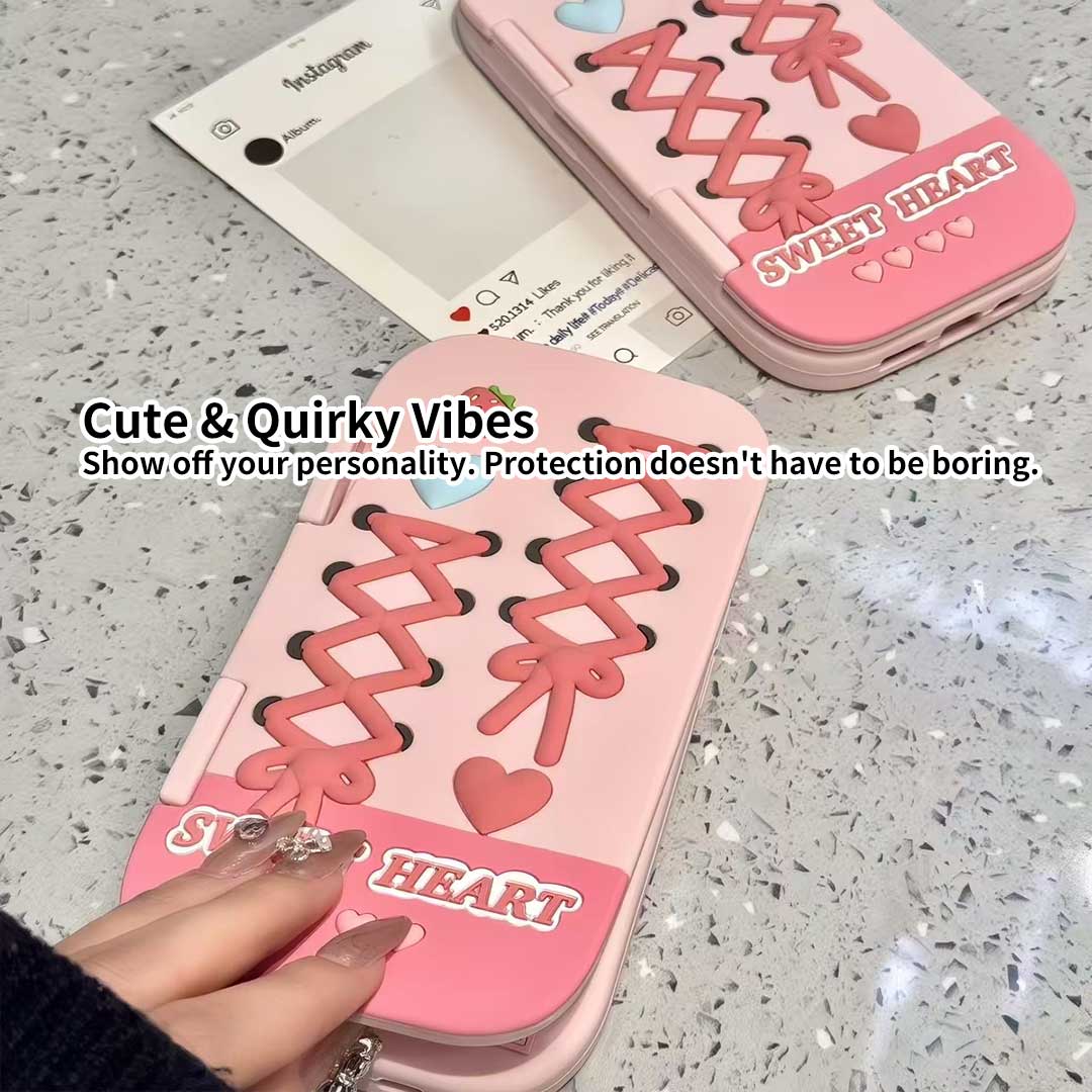 Cute Love Mirror Hot Pink clamshell silicone phone case for iPhone 16 15 Pro 14 13 Pro Max 15 Shockproof soft cover Girl Gift - Q214