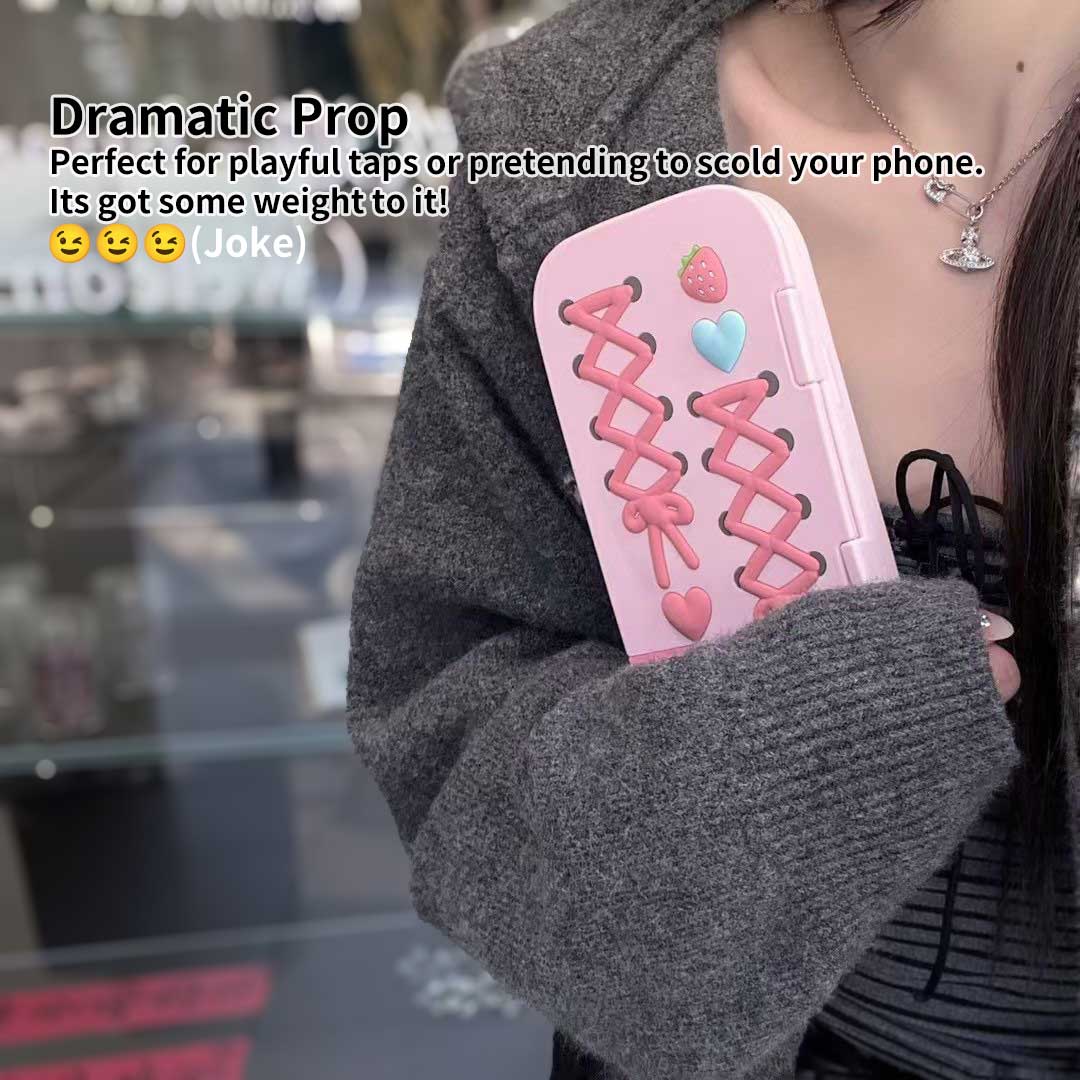 Cute Love Mirror Hot Pink clamshell silicone phone case for iPhone 16 15 Pro 14 13 Pro Max 15 Shockproof soft cover Girl Gift - Q214