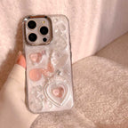 S105 - Romantic Epoxy Resin Phone Case with 3D Hearts & Butterflies – Cute Girly Style Soft TPU Bumper, Sparkle Finish